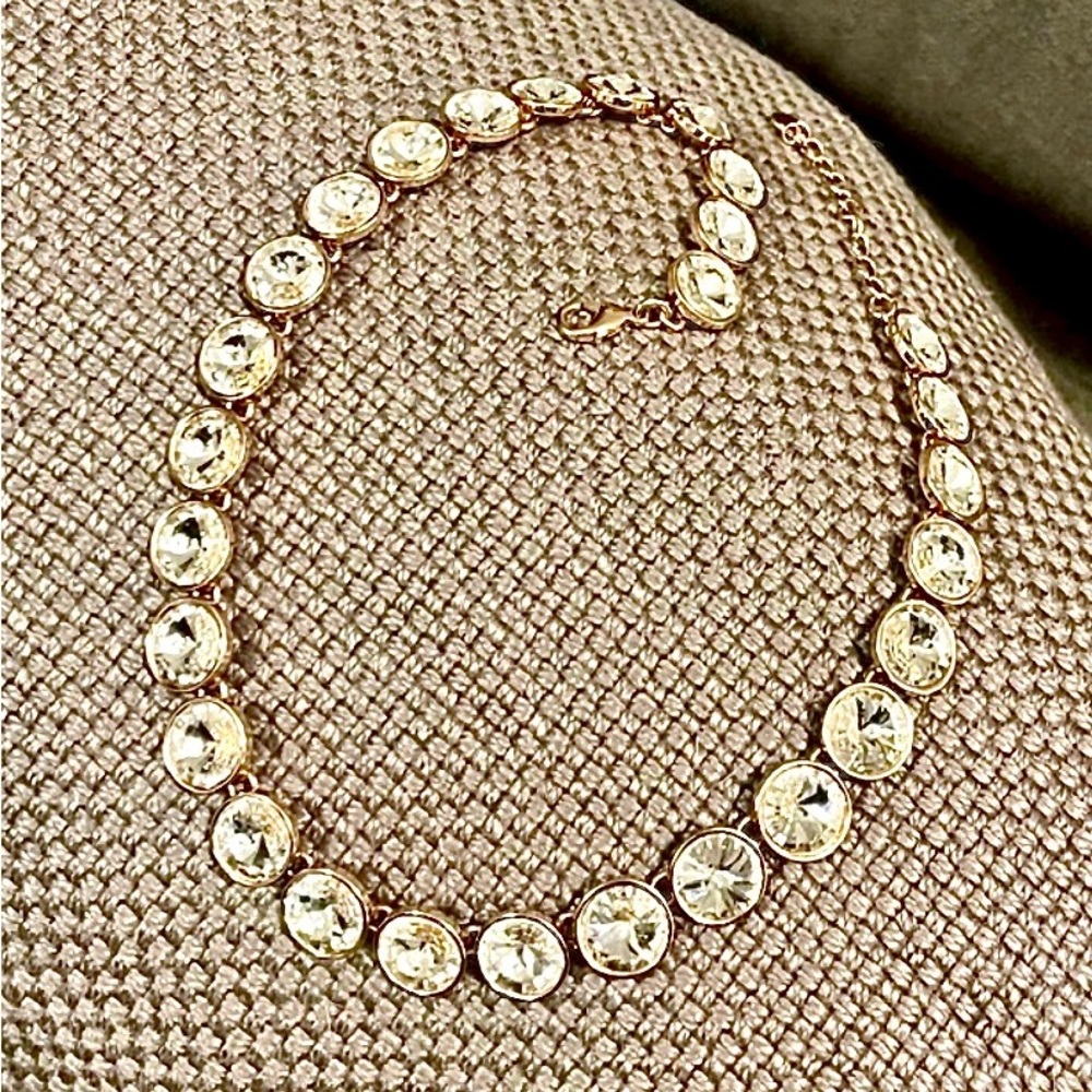 New Round Oversized Diamond Necklace Rose Gold Plated Back Brand New FREE SH…